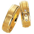 Ringpaar Trauringe/Verlobungsringe/Freundschaftsringe Kollektion Linder CLASSIC Harmony 033 und 034 in Gold 333 Ringbreite / Stärke 6,00 x 1,40 mm, 3 Brillanten