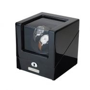 Uhrenbeweger schwarz  für 2 Uhren schwarz lackiert, innen PU schwarz 5 Programme Batterie-, USB- und Netzbetrieb Maße: Breite 17,5 cm, Höhe 20 mm, Tiefe 17 mm.