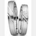 Holzhausener Trauringe - Geißler 81424sm Ringbreite 4mm Silber 925 mit 3 Brillanten 0,01ct zus. 0,03ct WSI, Paarpreis.