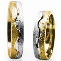 Paarpreis Holzhausener Trauringe - Geißler 82528 Ringbreite 5mm Weißgold u. Gelbgold 585 mit Brillant 0,01ct WSI