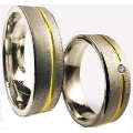 Paarpreis Holzhausener Trauringe - Geißler 87660 Ringbreite 6 mm Silber 925 und Gold 333 mit Zirkonia