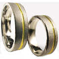Paarpreis Holzhausener Trauringe - Geißler 87660 Ringbreite 6 mm Silber 925 und Gold 333
