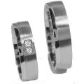 Paarpreis Holzhausener Trauringe - Geißler 88502 Ringbreite 5mm Silber 925 mit 2 Brillanten 0,01ct zus. 0,02ct WSI
